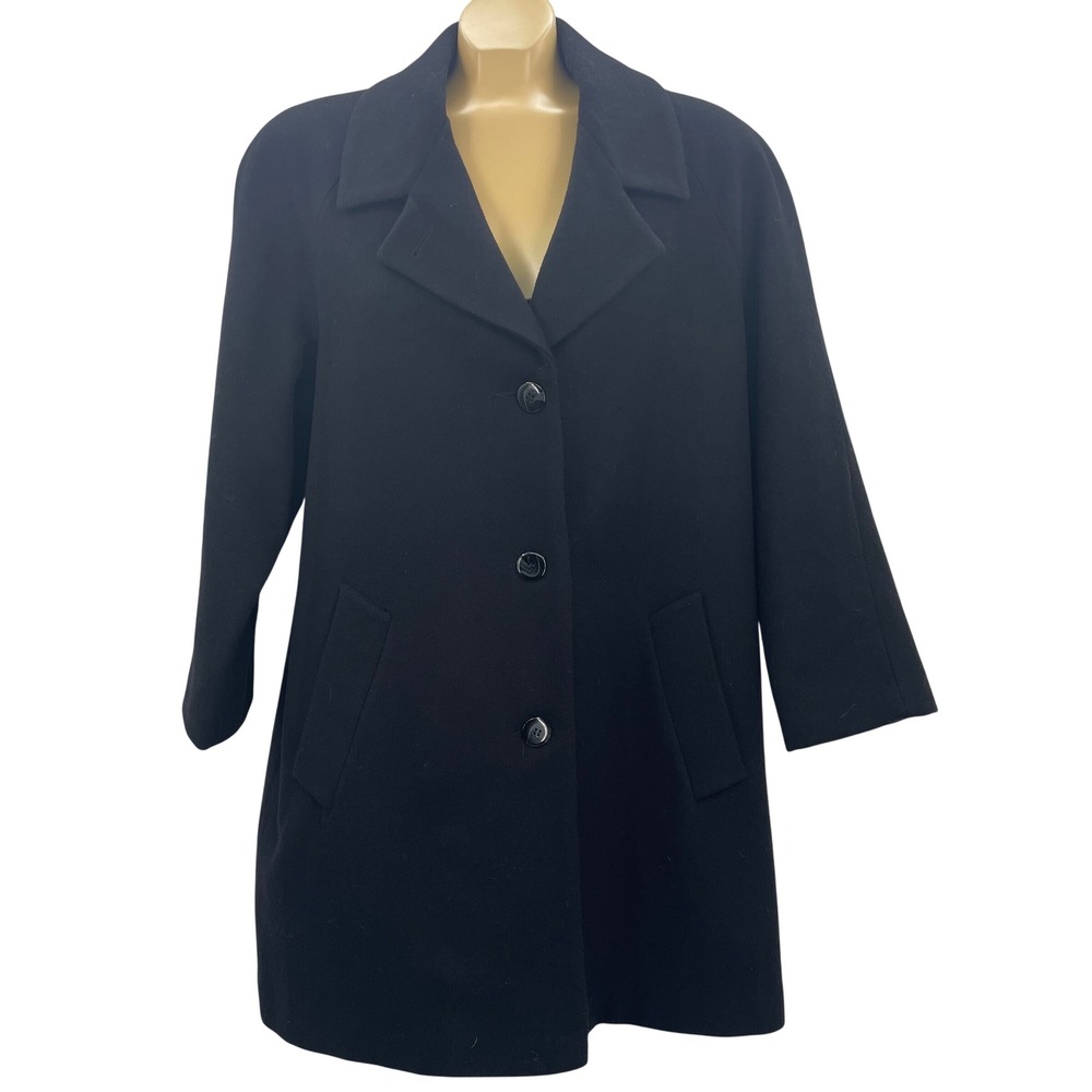 Stephanie Mathews Black 100 Wool Blend Missy‎ Coat Size 10 Button Front Classic